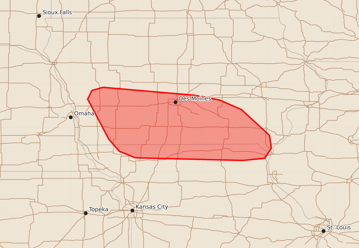 Risk area map for Mesoscale Discussion 1763