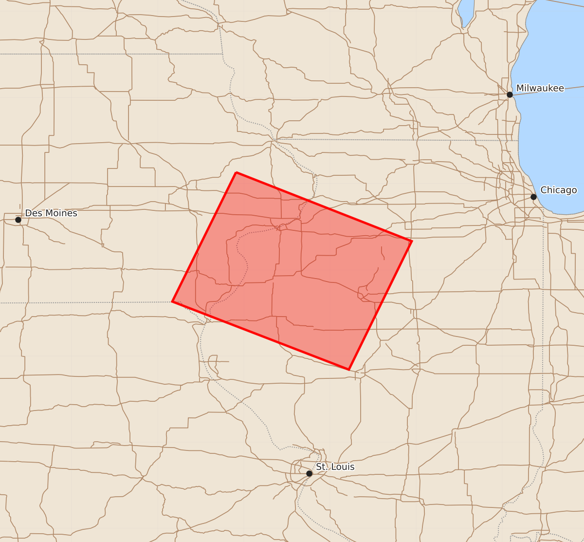 Risk area map for Watch 504 Outline