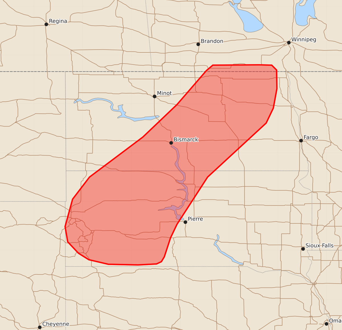 Risk area map for Mesoscale Discussion 1561