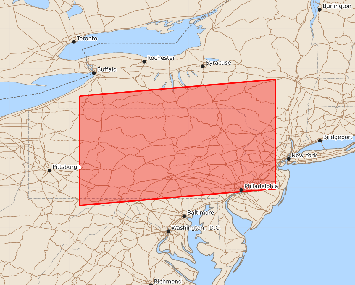 Risk area map for Watch 459 Outline