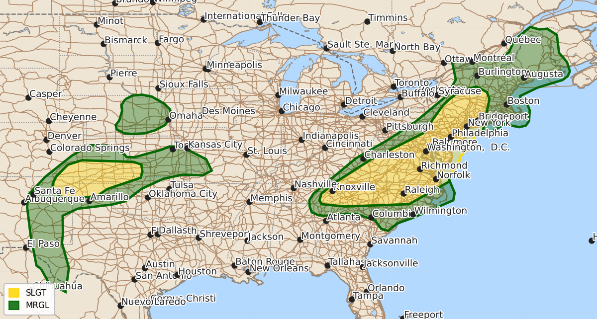 Risk area map for Day 1 Convective Outlook