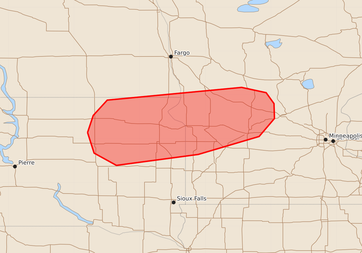 Risk area map for Mesoscale Discussion 1527