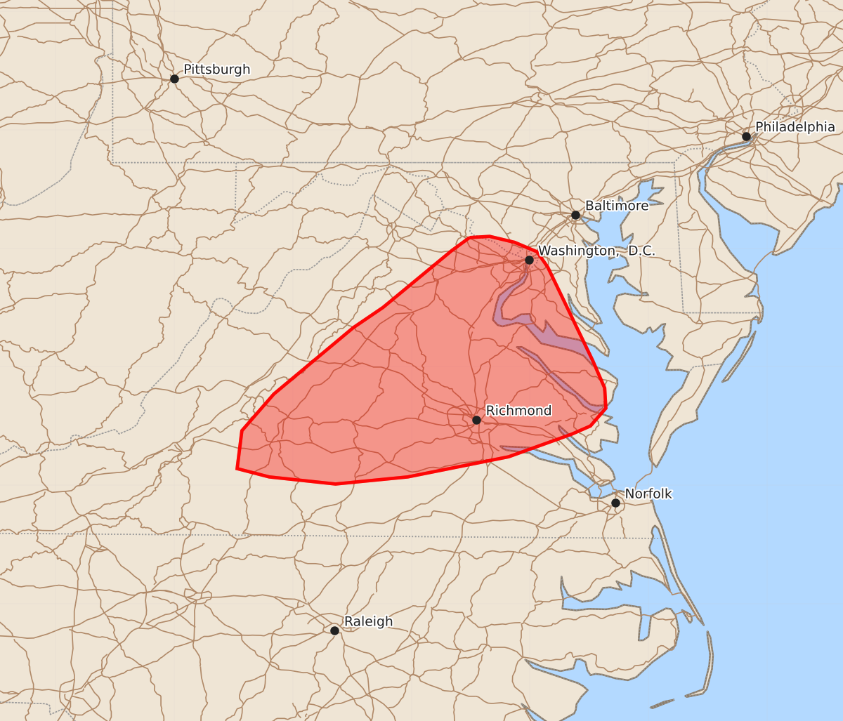 Risk area map for Mesoscale Discussion 1112