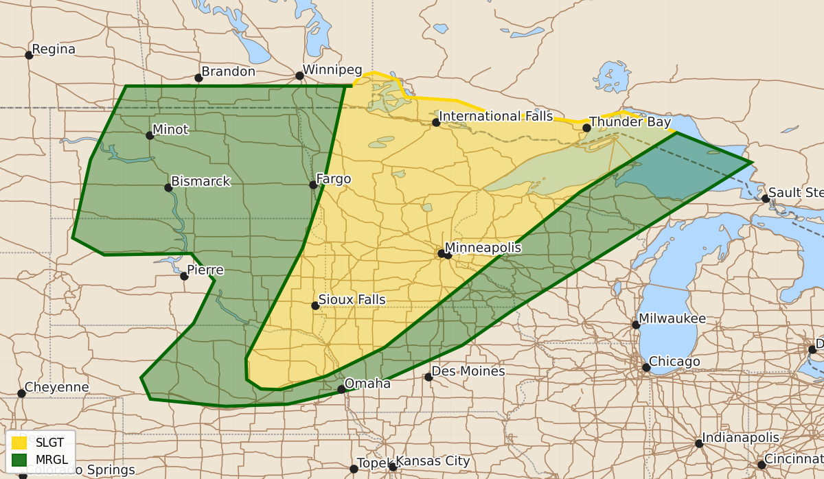 Risk area map for Day 3 Areal Outline
