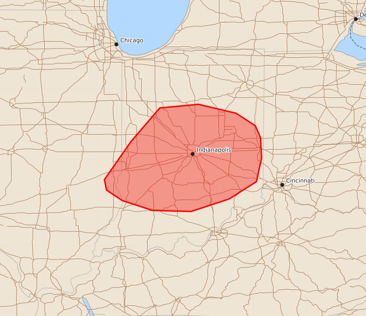 Risk area map for Mesoscale Discussion 1052