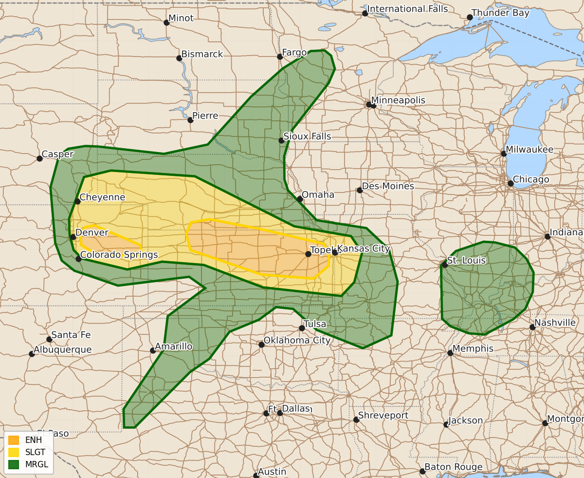 Risk area map for Day 1 Areal Outline