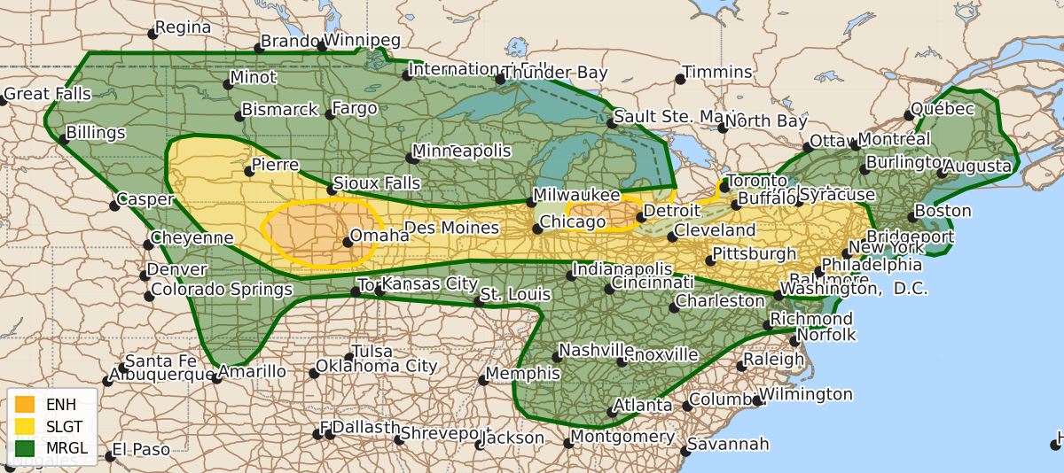 Risk area map for Day 1 Areal Outline
