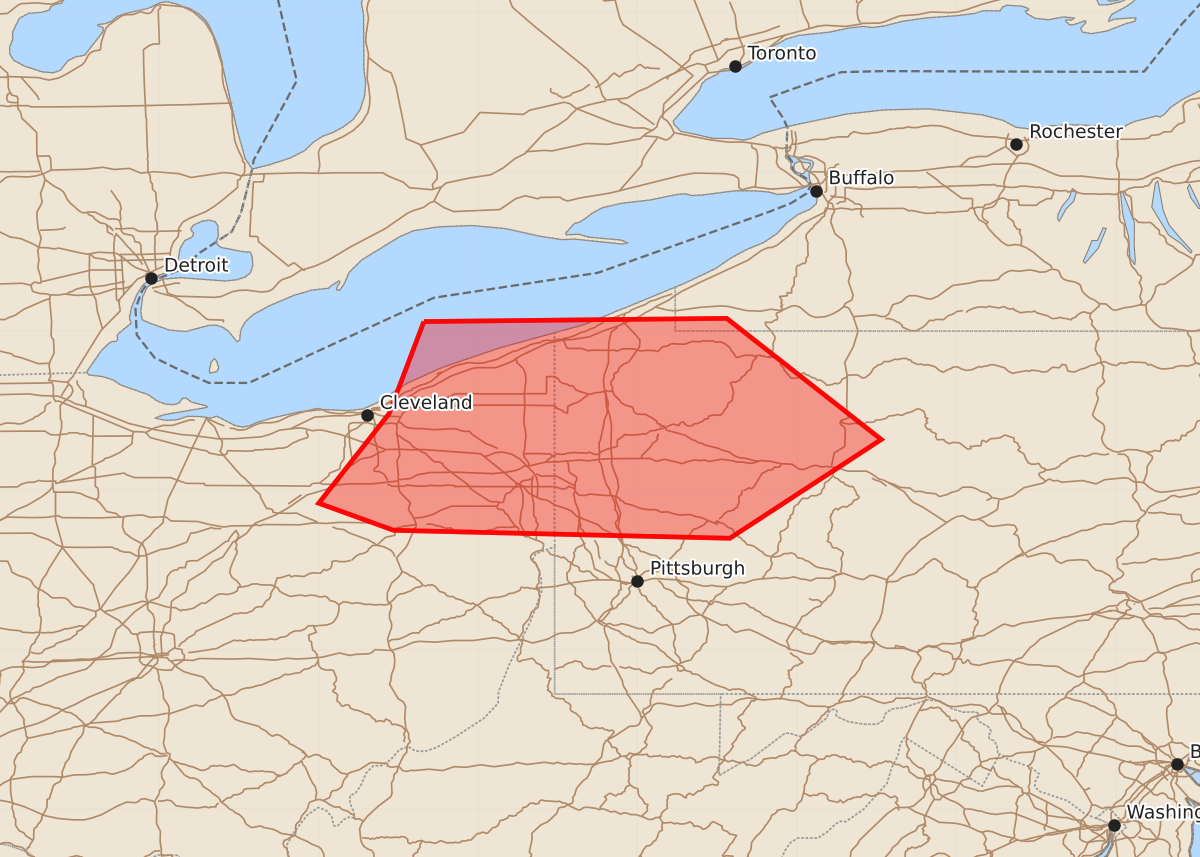 Risk area map for Mesoscale Discussion 1892
