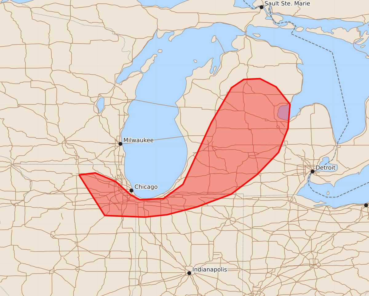 Risk area map for Mesoscale Discussion 1778