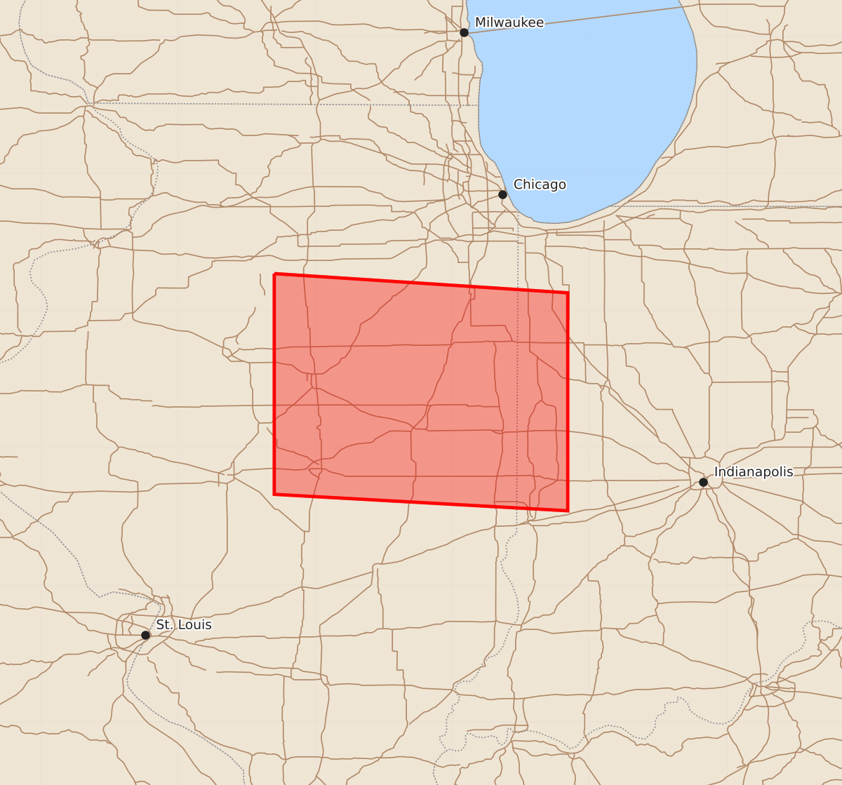 Risk area map for Watch 582 Outline