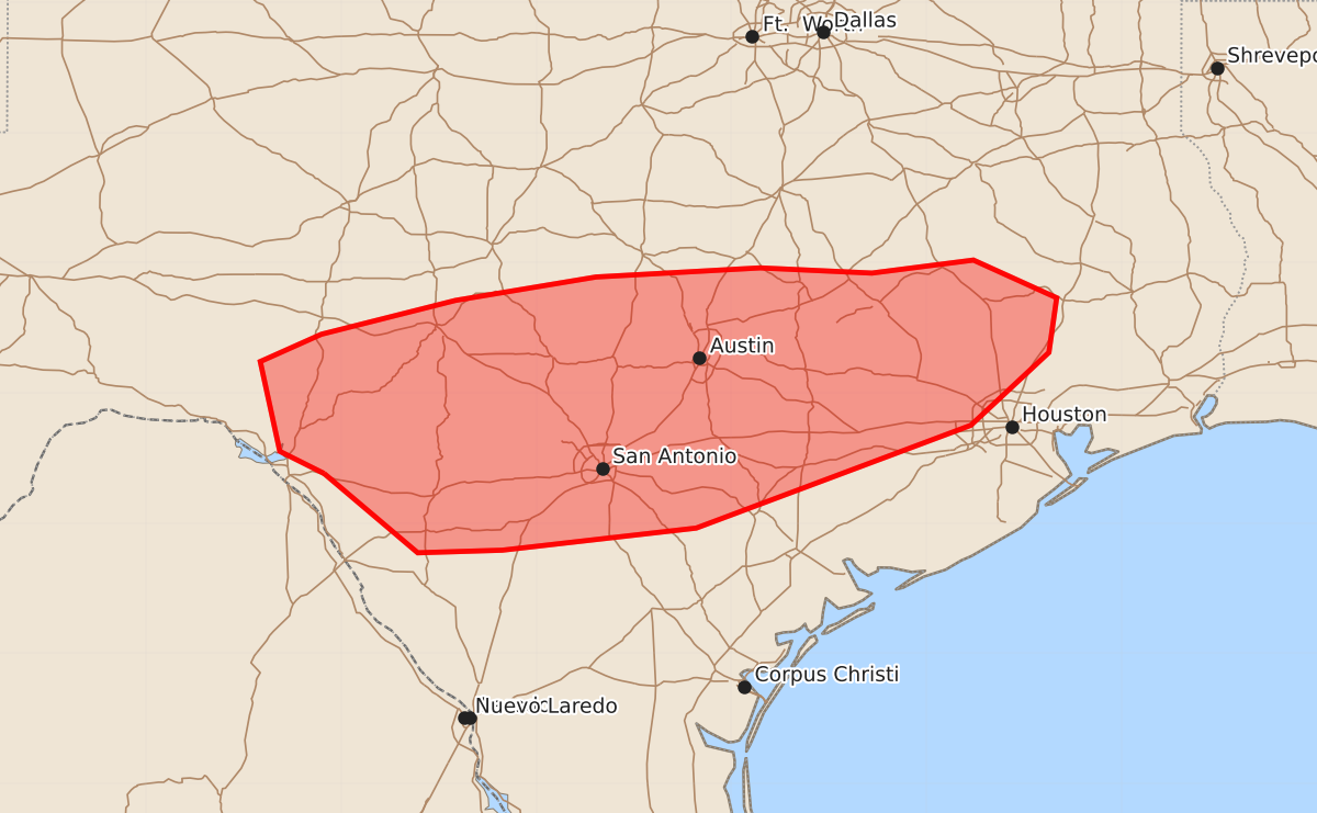 Risk area map for Mesoscale Discussion 2150