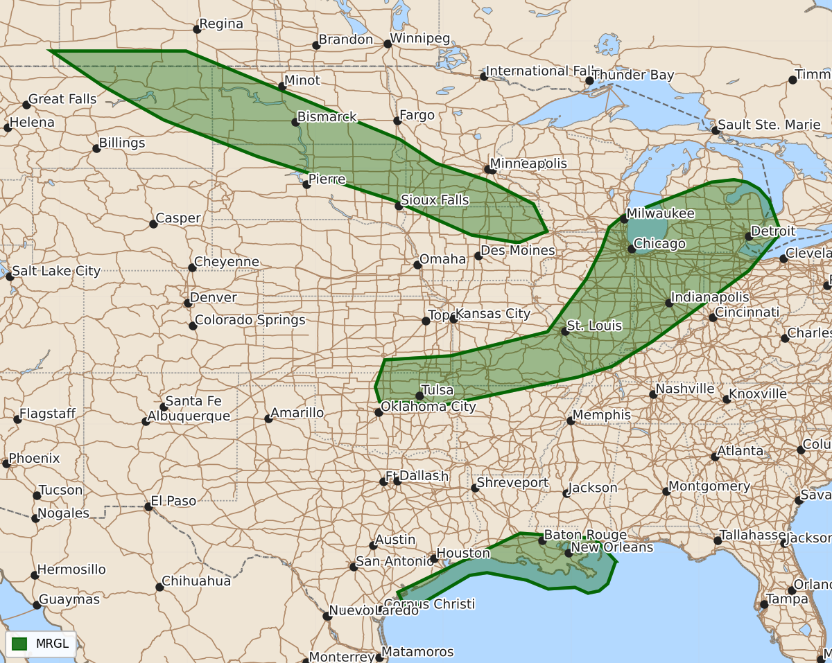 Risk area map for Day 2 Areal Outline