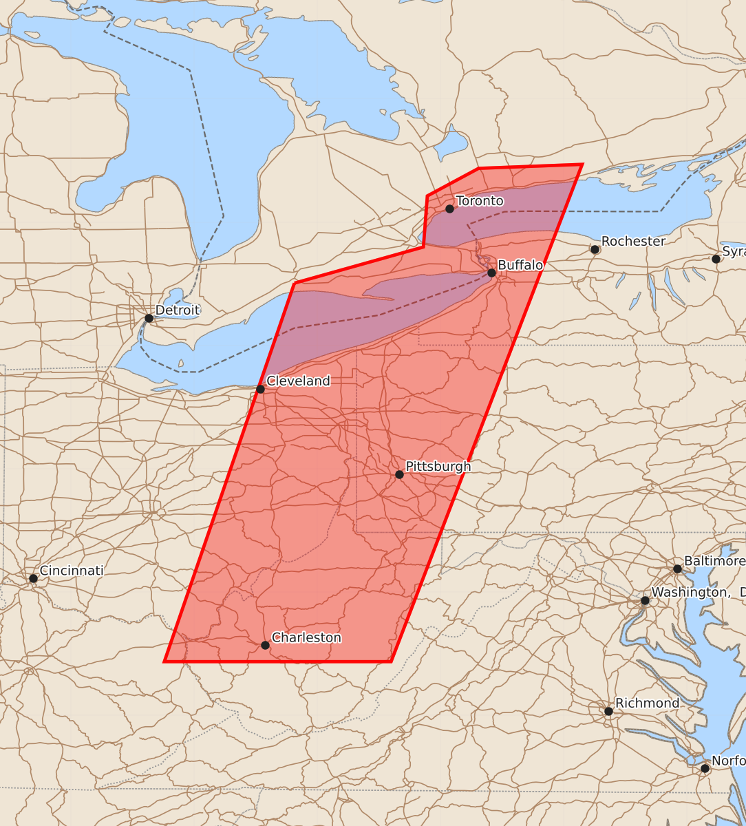 Risk area map for Watch 586 Outline