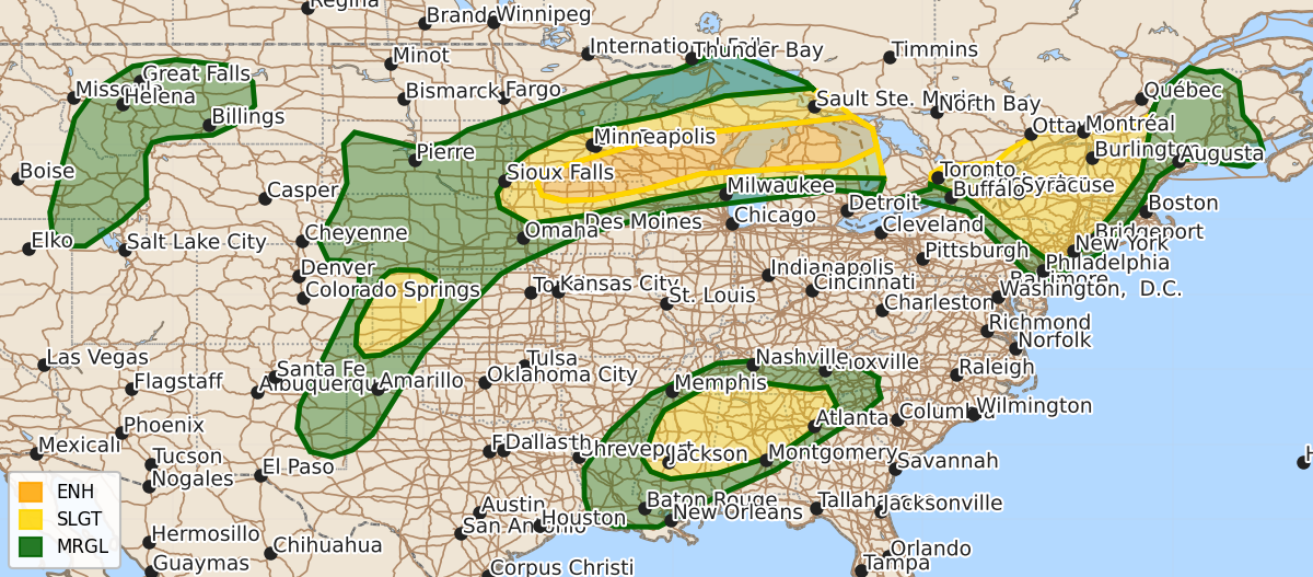 Risk area map for Day 1 Areal Outline