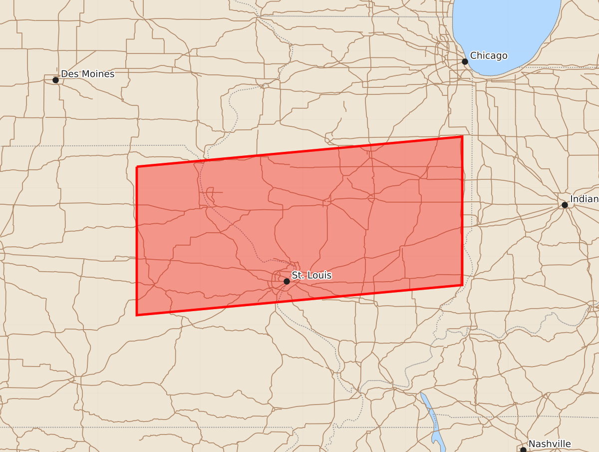 Risk area map for Watch 342 Outline