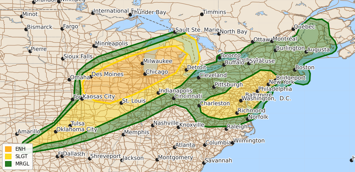 Risk area map for Day 1 Areal Outline