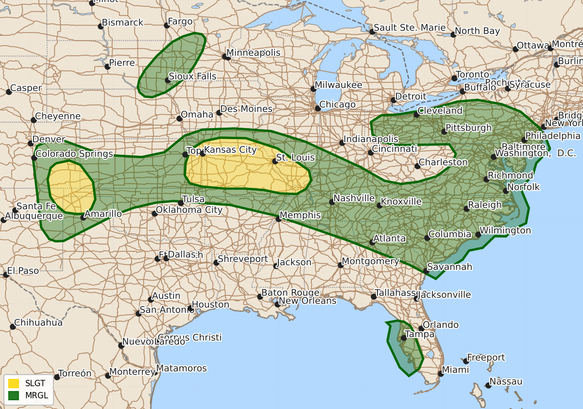 Risk area map for Day 1 Areal Outline