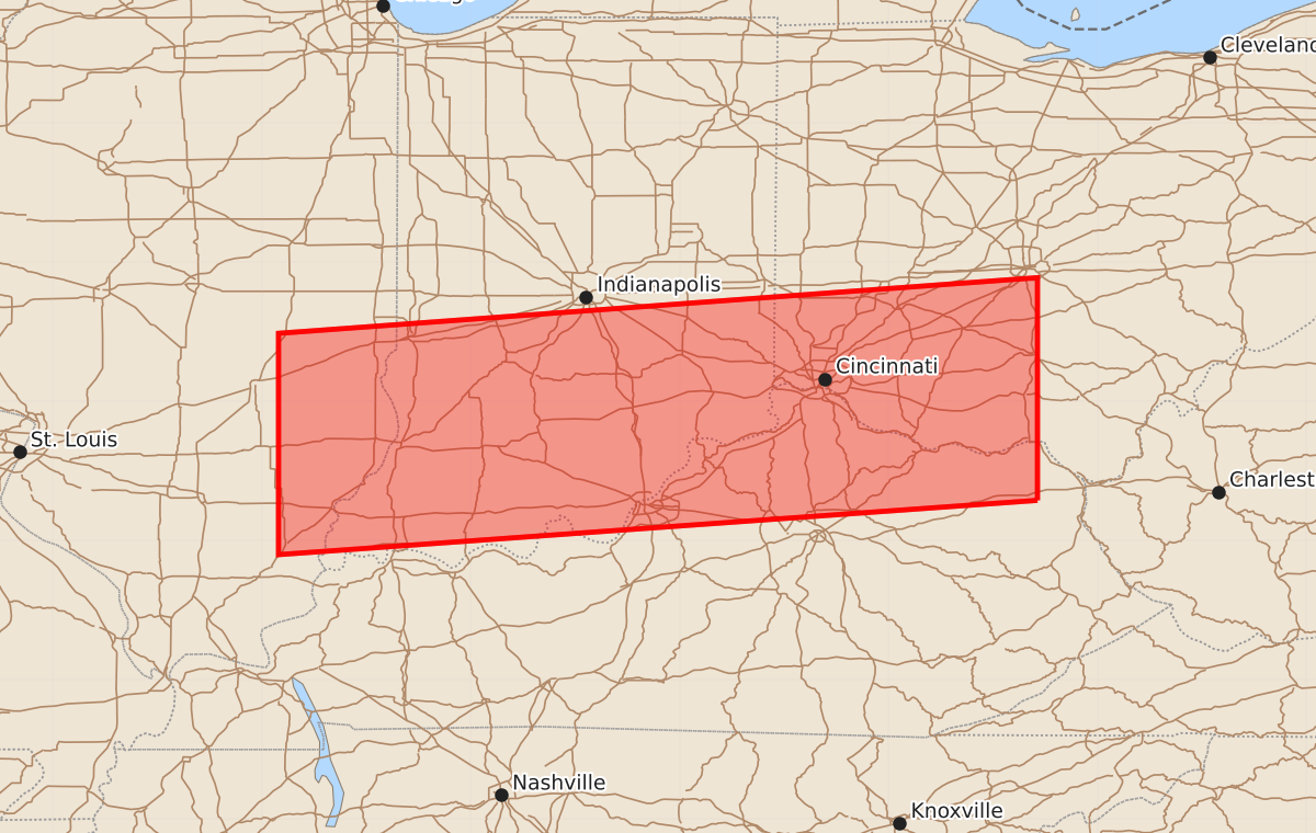 Risk area map for Watch 347 Outline