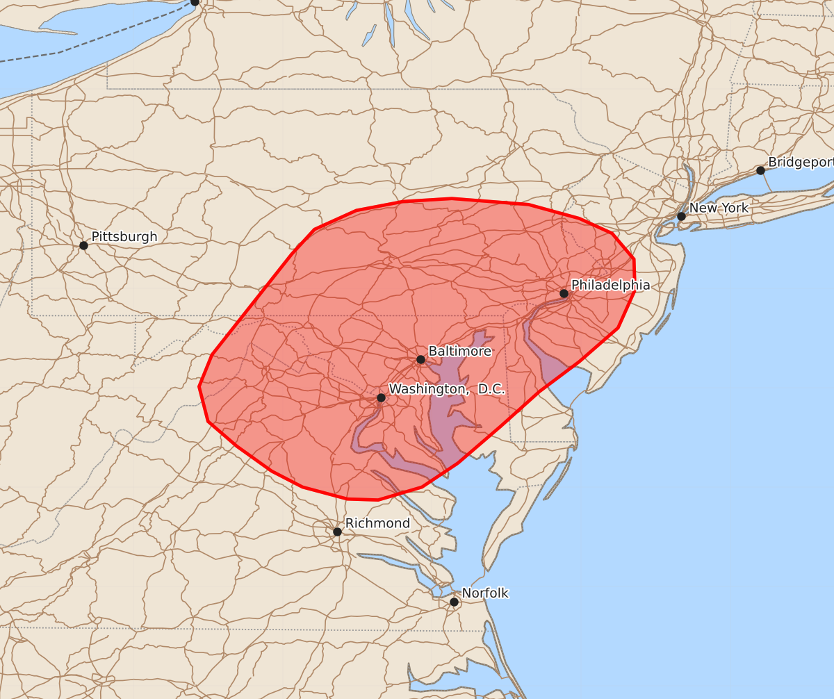 Risk area map for Mesoscale Discussion 1514