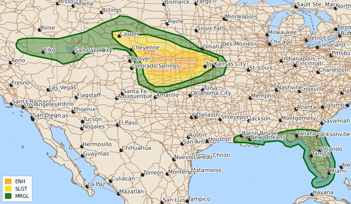 Risk area map for Day 1 Areal Outline
