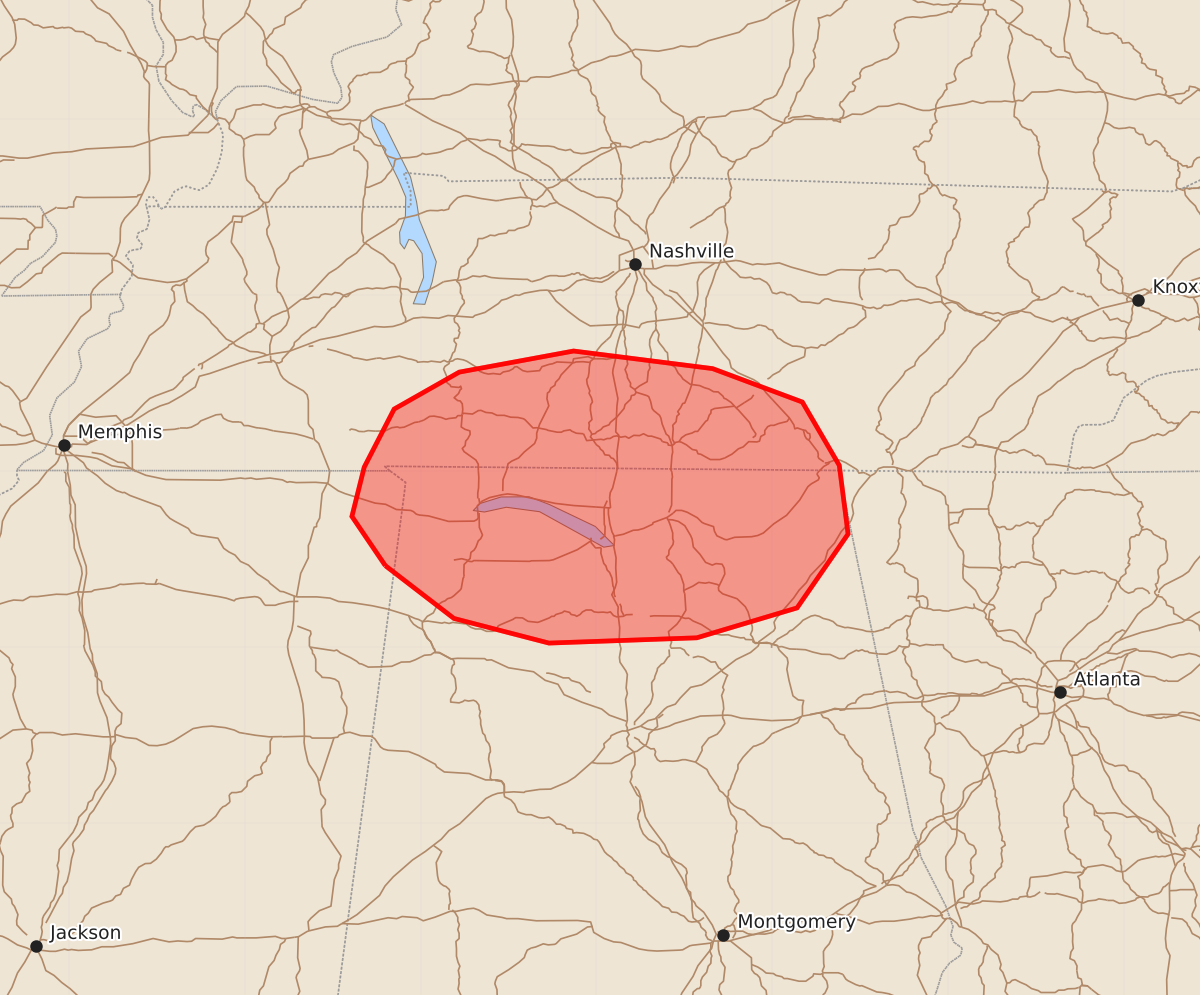 Risk area map for Mesoscale Discussion 2060