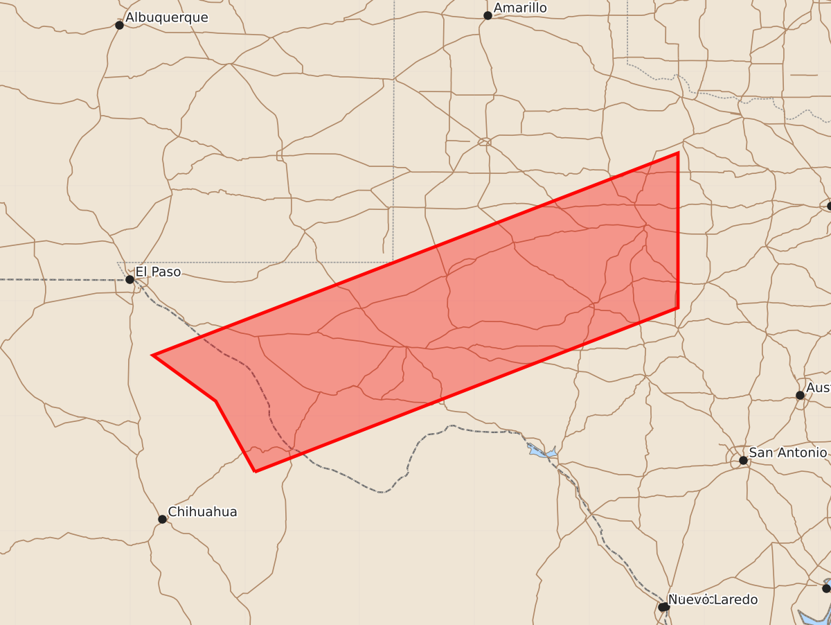Risk area map for Watch 676 Outline
