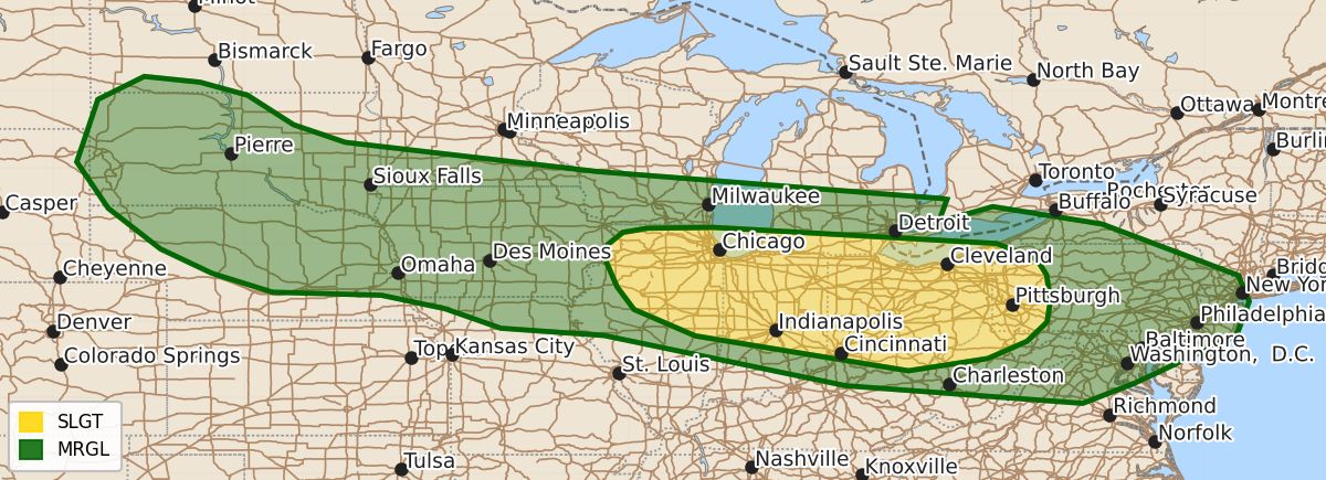 Risk area map for Day 3 Convective Outlook