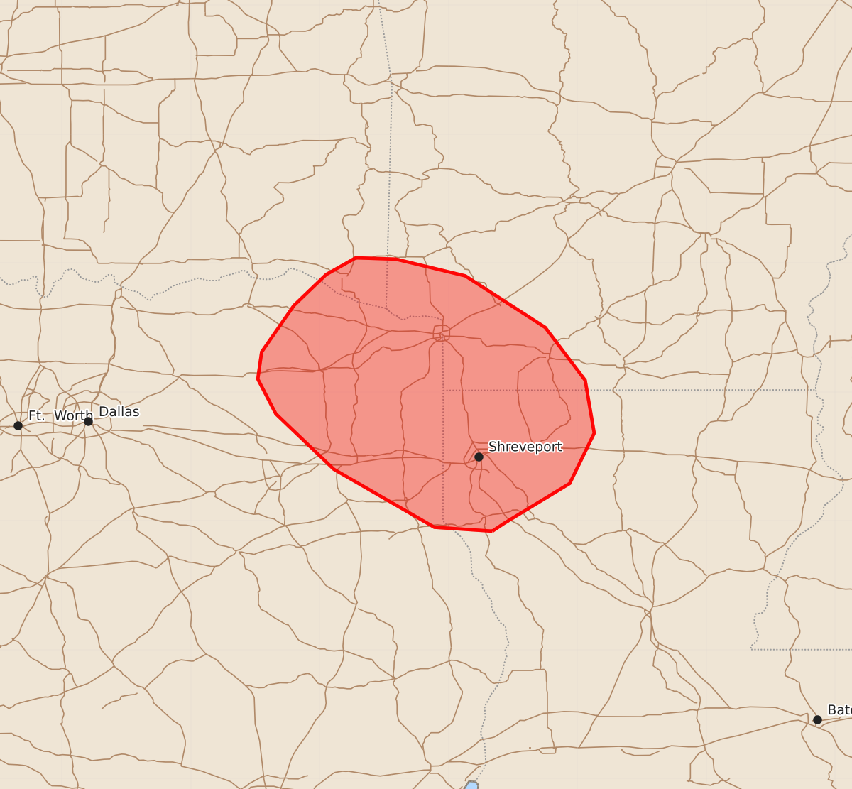 Risk area map for Mesoscale Discussion 1286