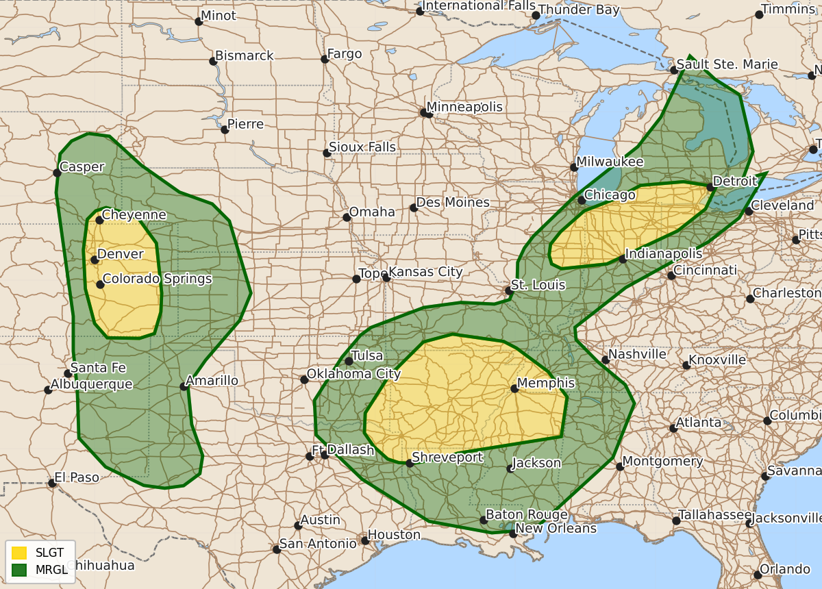 Risk area map for Day 1 Areal Outline