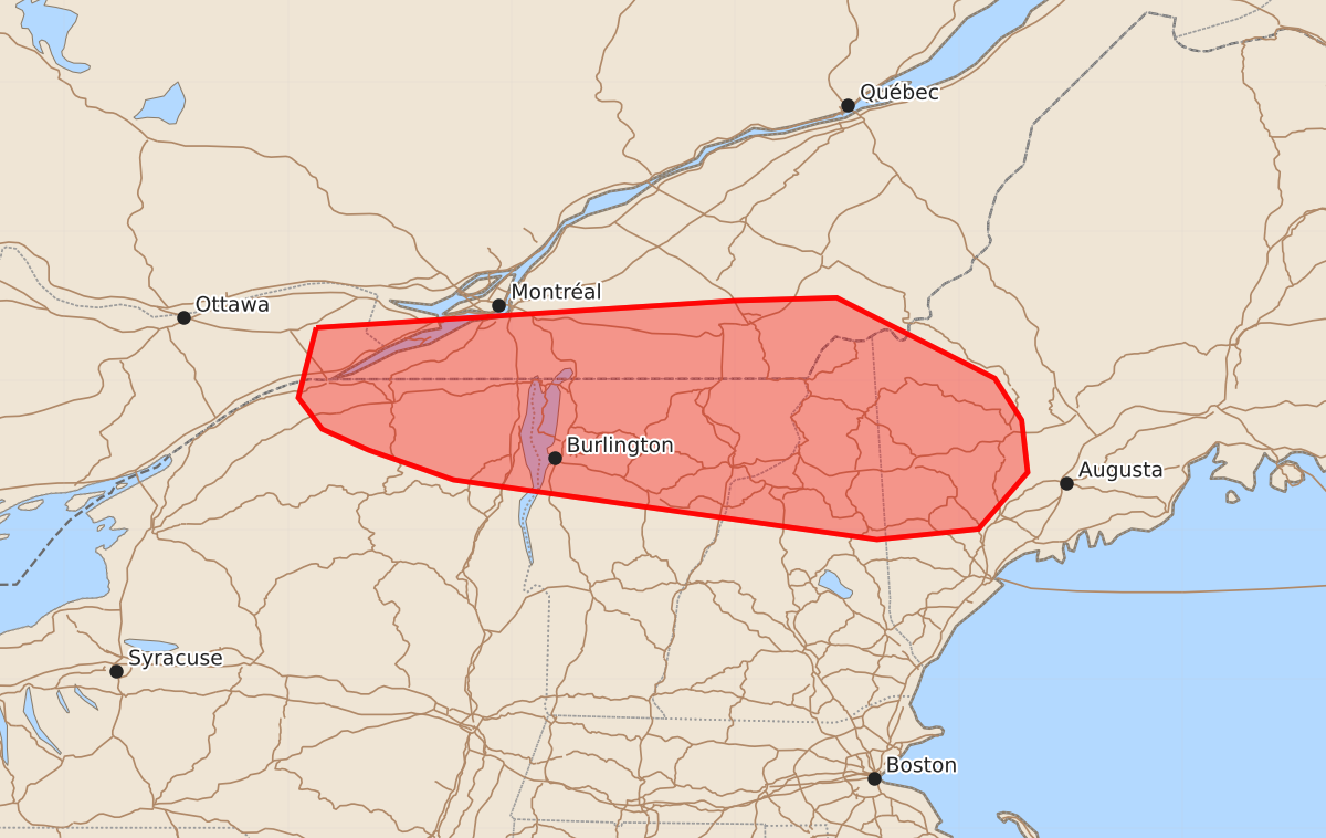 Risk area map for Mesoscale Discussion 1616