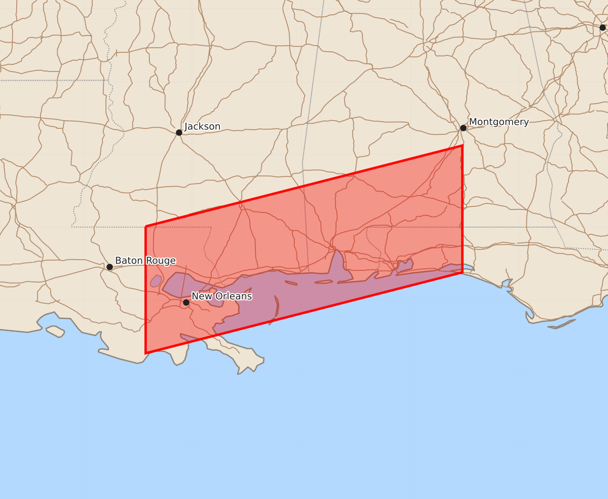 Risk area map for Watch 622 Outline