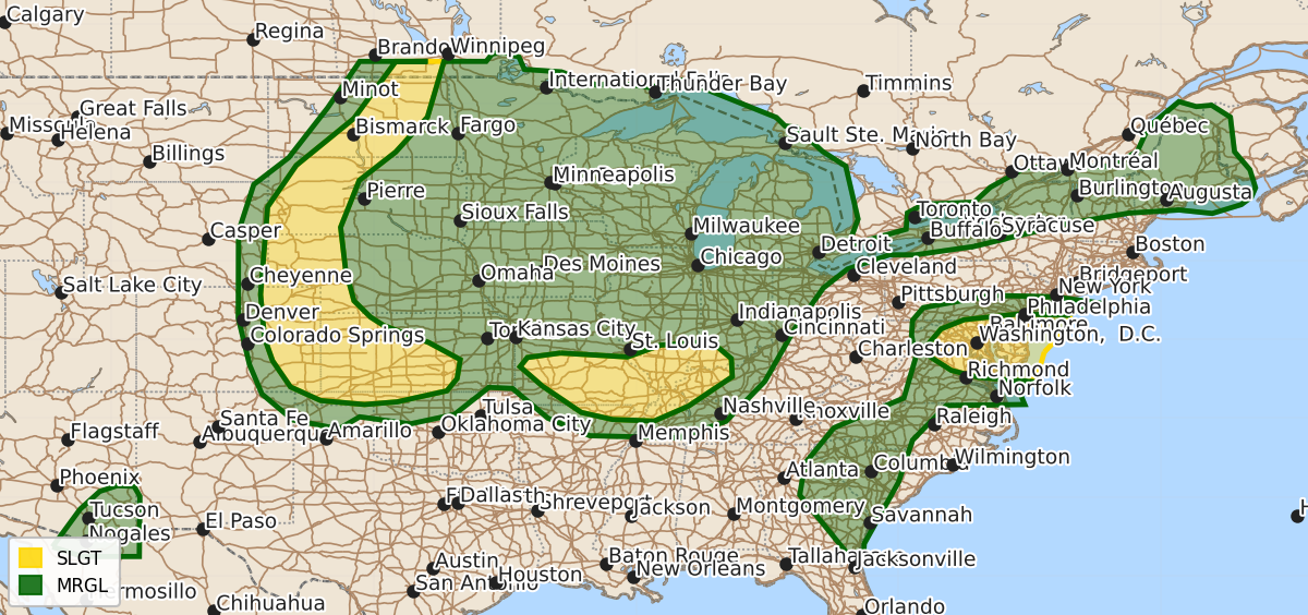 Risk area map for Day 1 Areal Outline