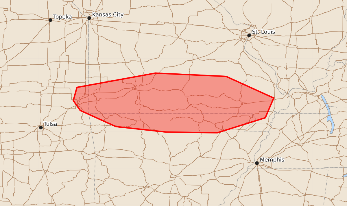 Risk area map for Mesoscale Discussion 1247
