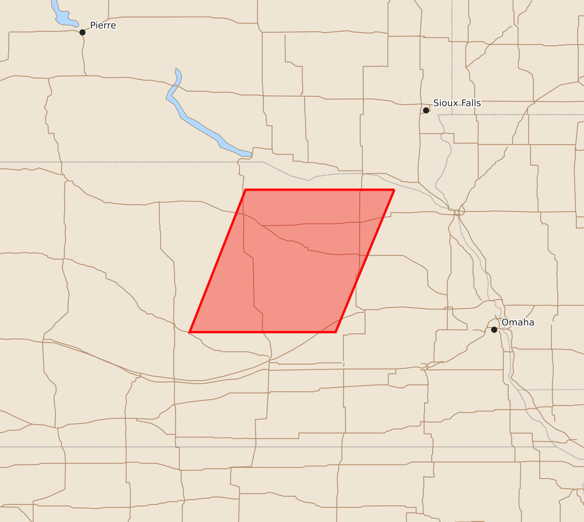 Risk area map for Watch 594 Outline