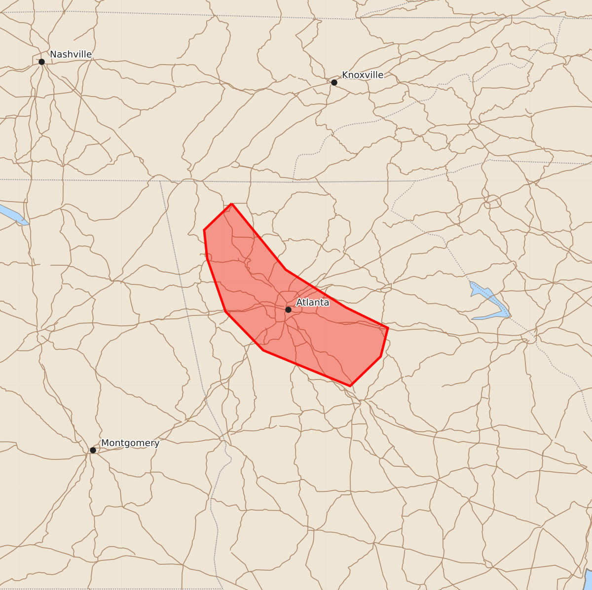 Risk area map for Mesoscale Discussion 1795