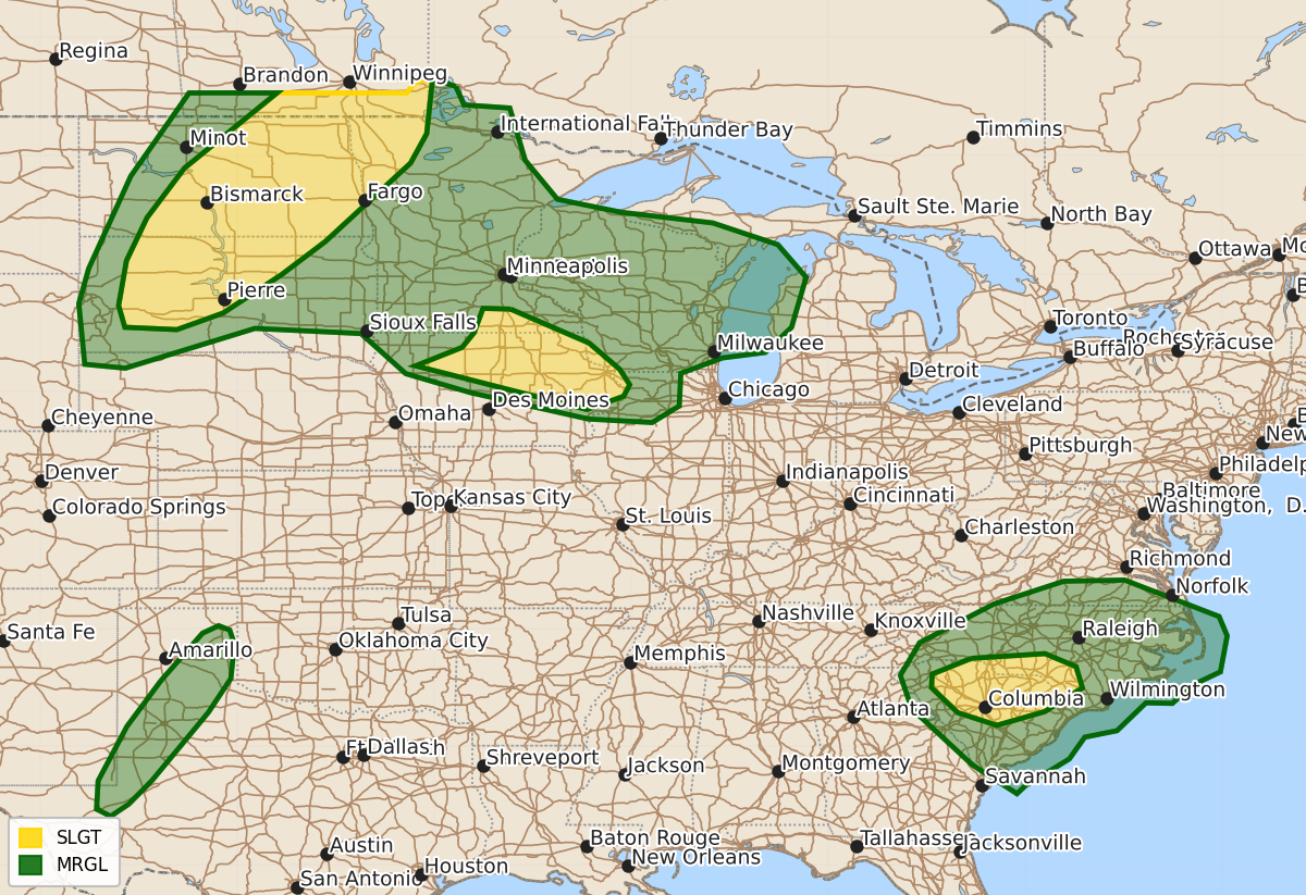 Risk area map for Day 1 Areal Outline
