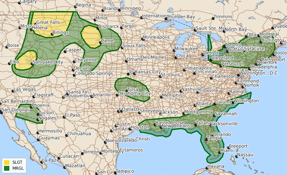 Risk area map for Day 1 Areal Outline