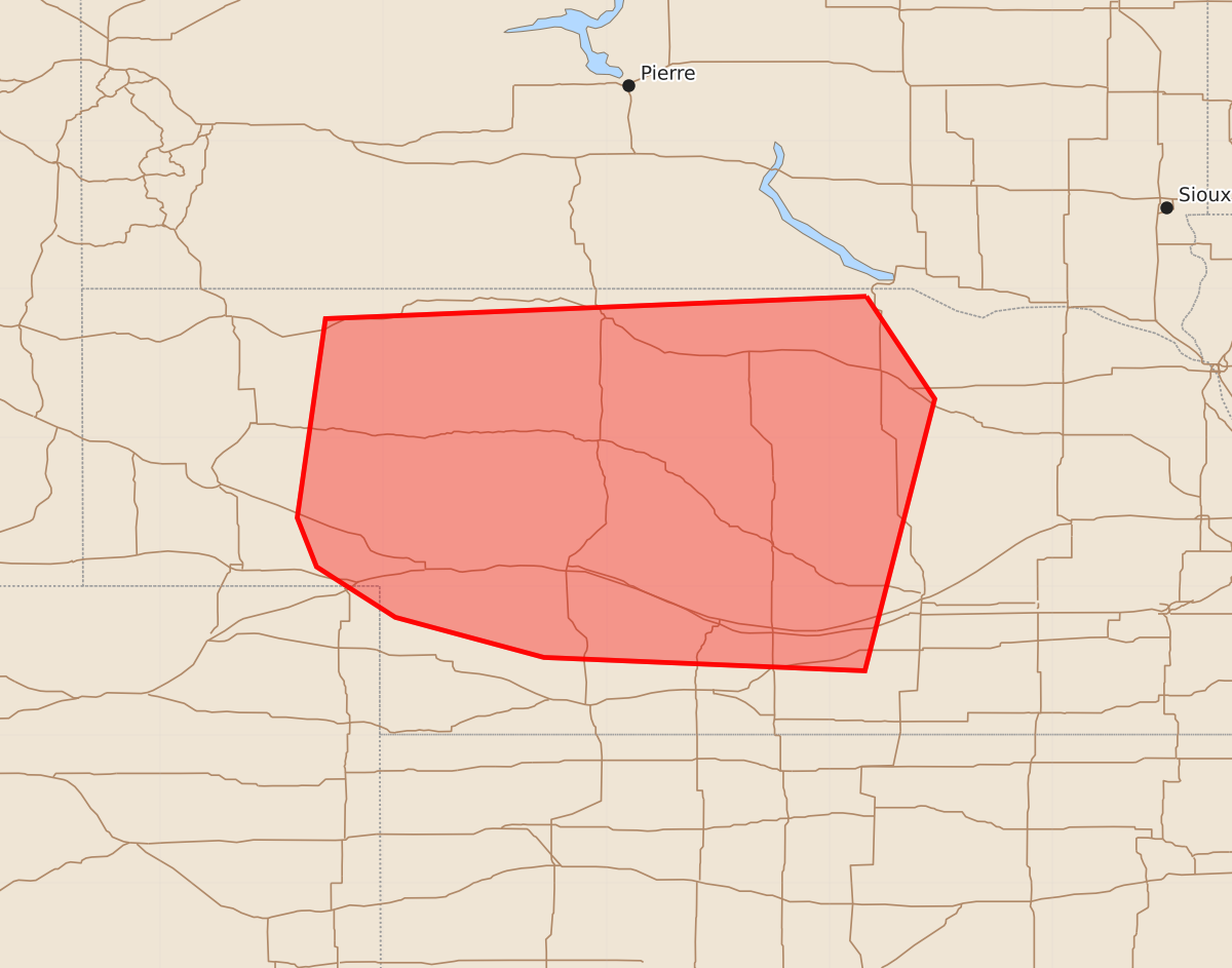 Risk area map for Mesoscale Discussion 1050
