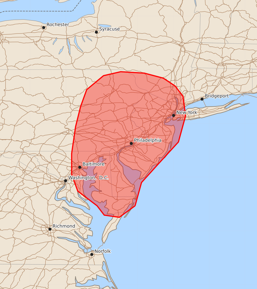 Risk area map for Mesoscale Discussion 1765