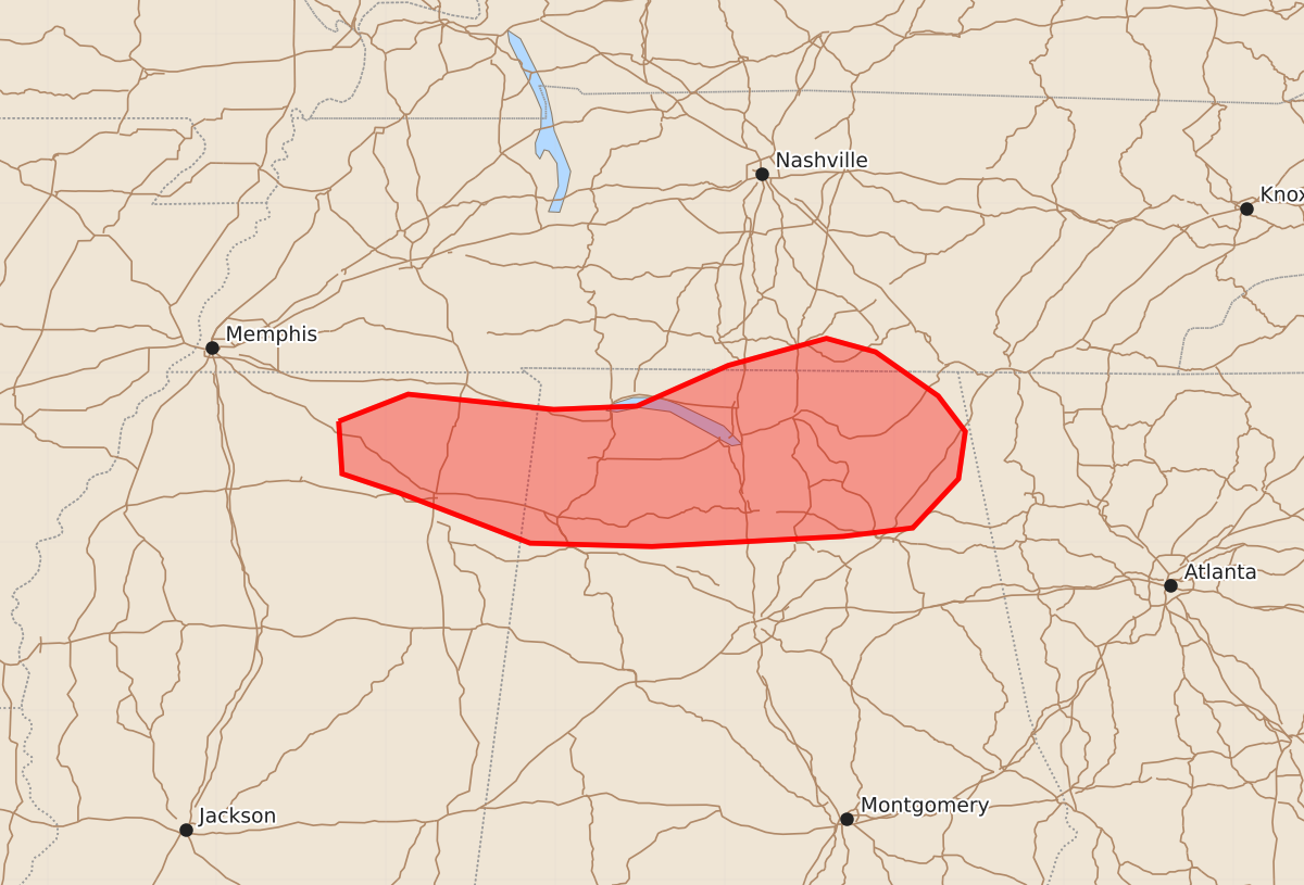 Risk area map for Mesoscale Discussion 2018
