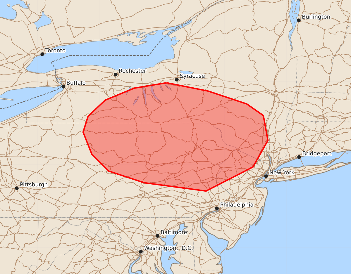 Risk area map for Mesoscale Discussion 1494
