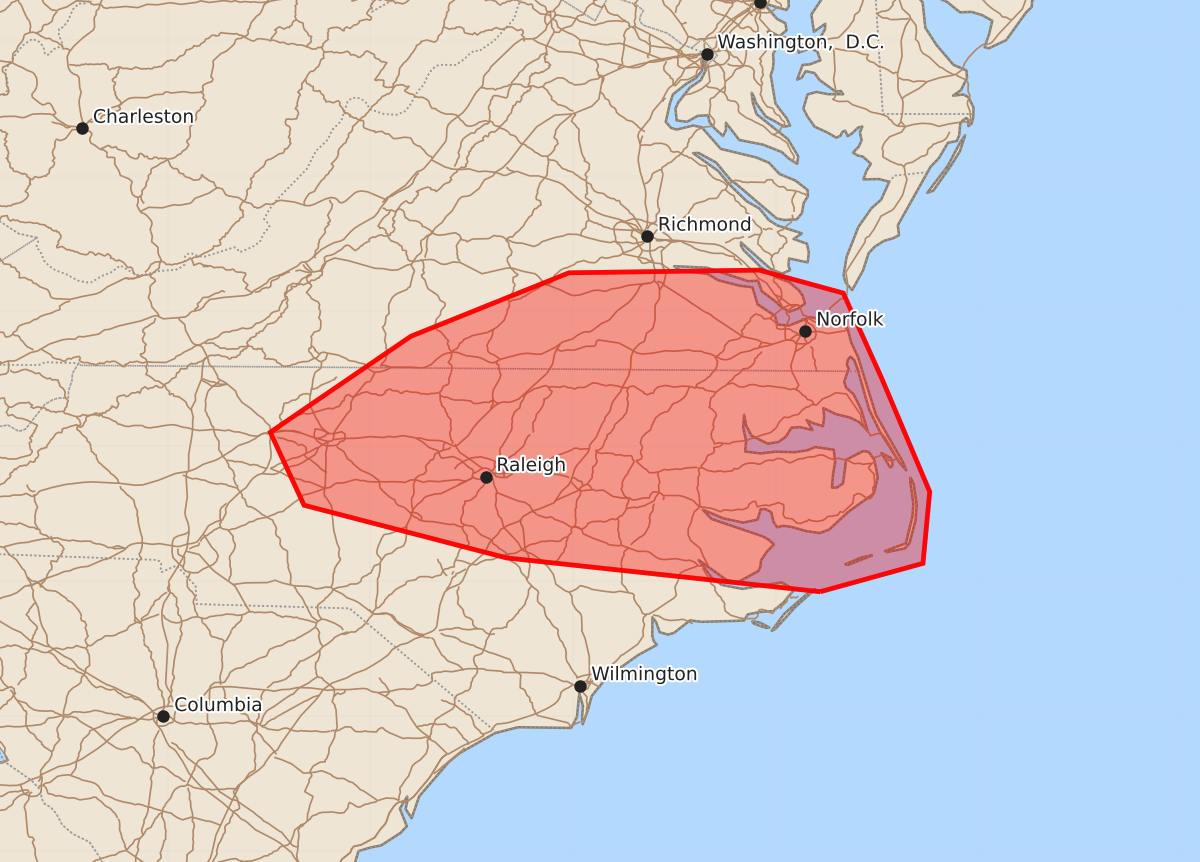 Risk area map for Mesoscale Discussion 1349