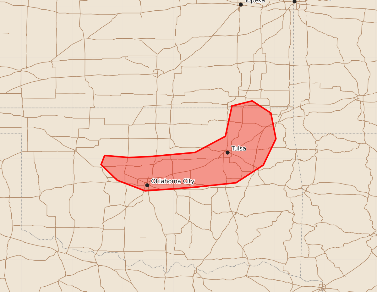 Risk area map for Mesoscale Discussion 1507