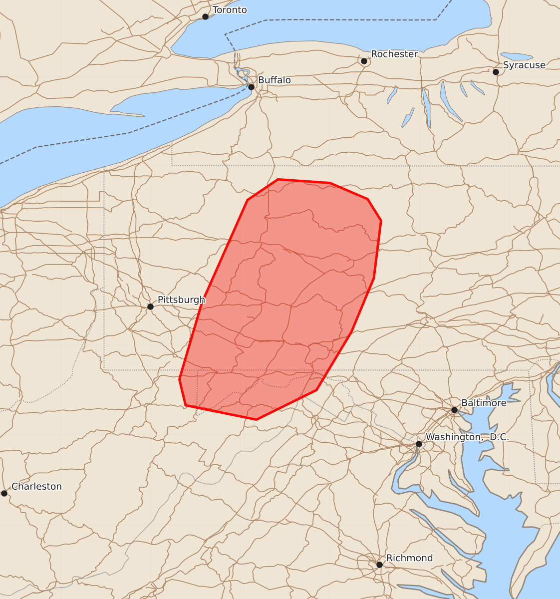 Risk area map for Mesoscale Discussion 2093