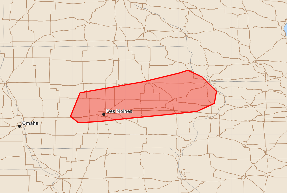 Risk area map for Mesoscale Discussion 1856