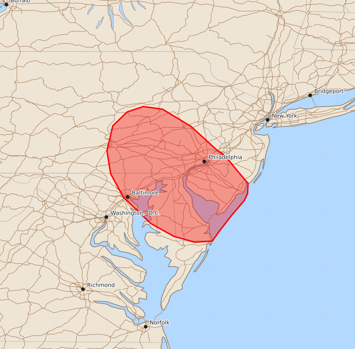 Risk area map for Mesoscale Discussion 1589