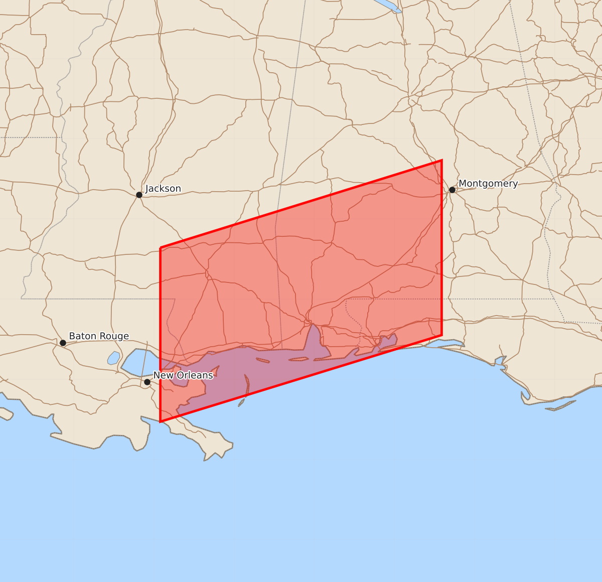 Risk area map for Watch 351 Outline