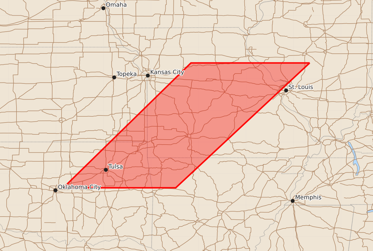 Risk area map for Watch 314 Outline