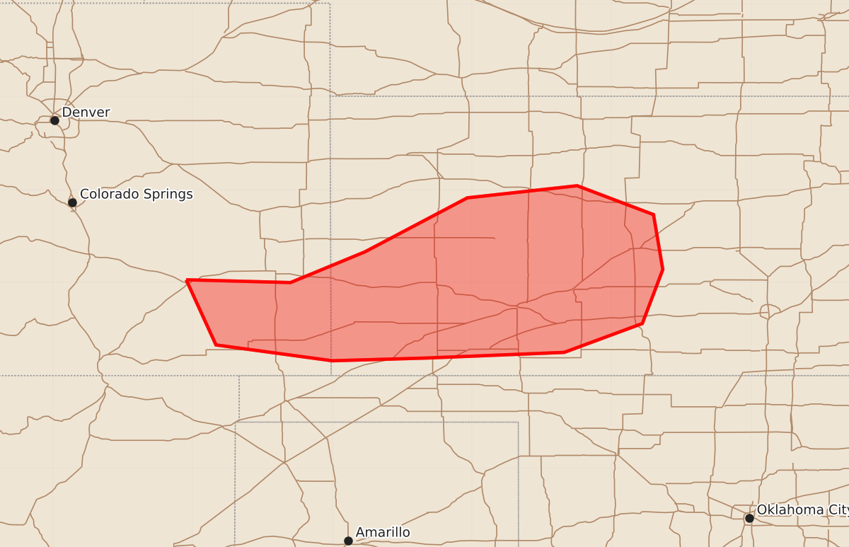 Risk area map for Mesoscale Discussion 1239