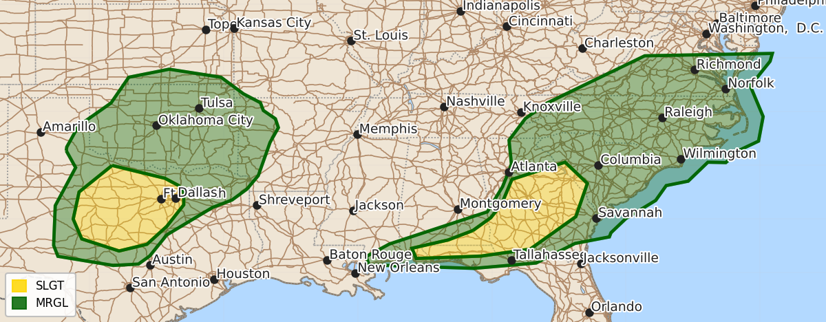 Risk area map for Day 1 Areal Outline